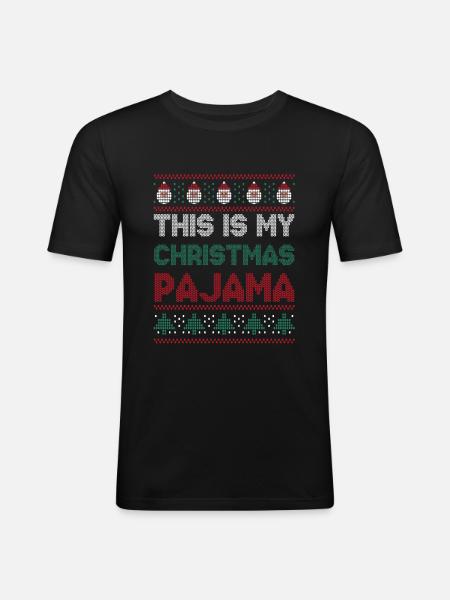 Père Noël moche Vacances de décembre Noël moche - T-shirt près du corps Homme - noir