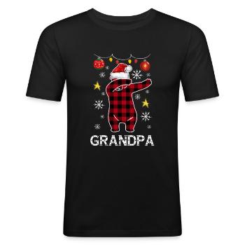 Plaid Bear Dabbing For Grandpa December Christmas - Men's Slim Fit T-Shirt - black - Front - Nik (191cm)