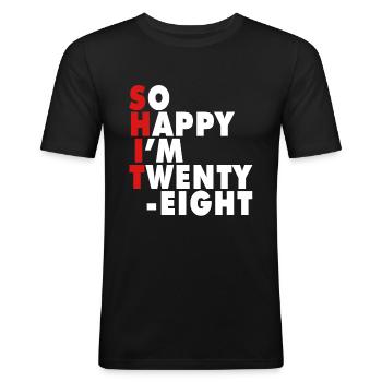 Funny Birth Age 28 Years Old Happy I'm 28 - Men's Slim Fit T-Shirt - black - Front - Nik (191cm)