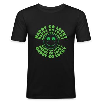Lucky Paddy Shamrock Saint Patrick Day - Männer Slim Fit T-Shirt - Schwarz - Vorne - Nik (191cm)