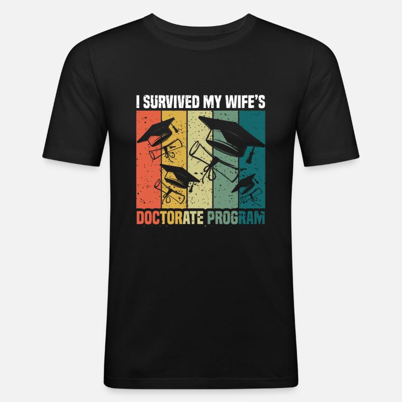 Retro-Doktoranden-PhD-Absolventen - Männer Slim Fit T-Shirt - Schwarz