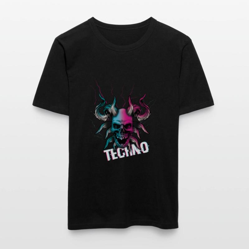 Skull Devil Raver Rave Hard Techno Dark Tekno Men's Slim Fit T-Shirt