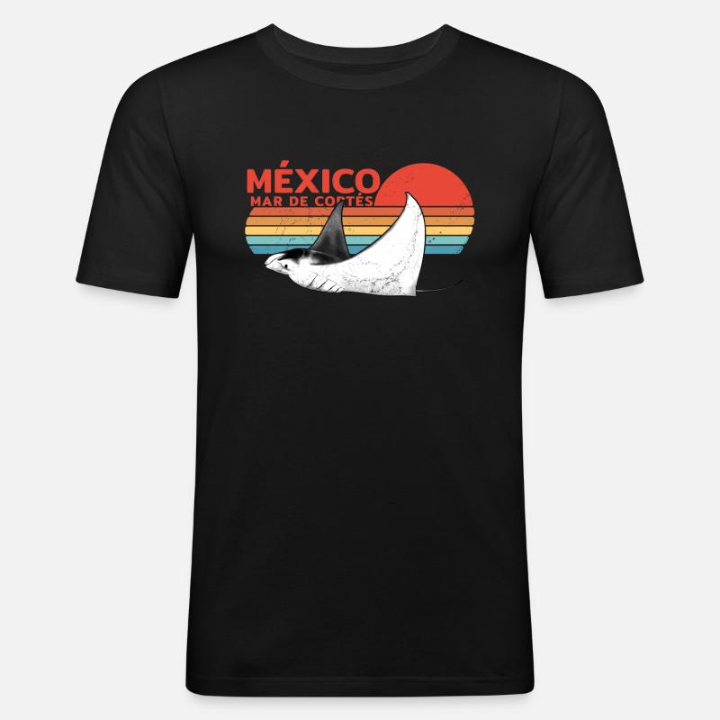 Mexiko Mantarochen - Männer Slim Fit T-Shirt - Schwarz