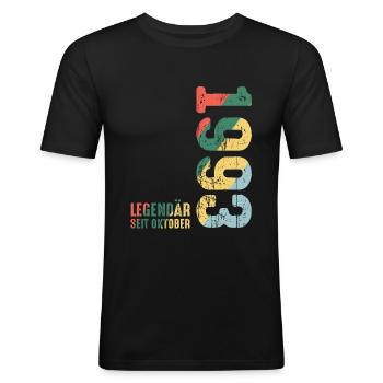 On October 1993 Year 1993 Retro 1993 Vintage 1993 - Männer Slim Fit T-Shirt - Schwarz - Vorne - Nik (191cm)