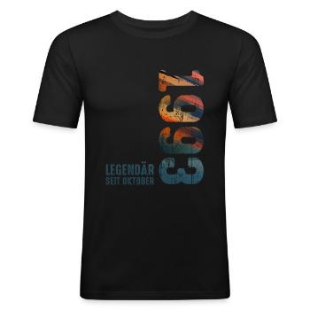 Since October 1993 Year 1993 Retro Vintage 1993 - Männer Slim Fit T-Shirt - Schwarz - Vorne - Nik (191cm)