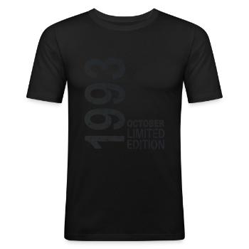 On October 1993 Year 1993 Retro Vintage 1993 - Männer Slim Fit T-Shirt - Schwarz - Vorne - Nik (191cm)