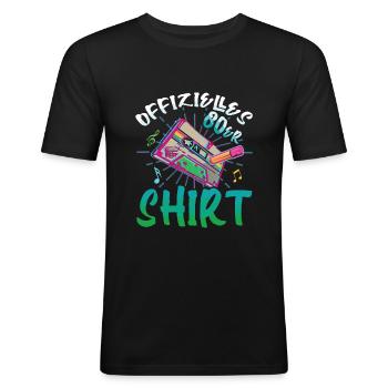 Offizielles 80er Kostüm Alaaf Helau Rosenmontag - Männer Slim Fit T-Shirt - Schwarz - Vorne - Nik (191cm)