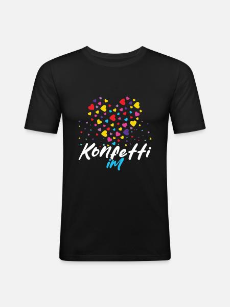 Konfetti Im Herz Fasching - Männer Slim Fit T-Shirt - Schwarz