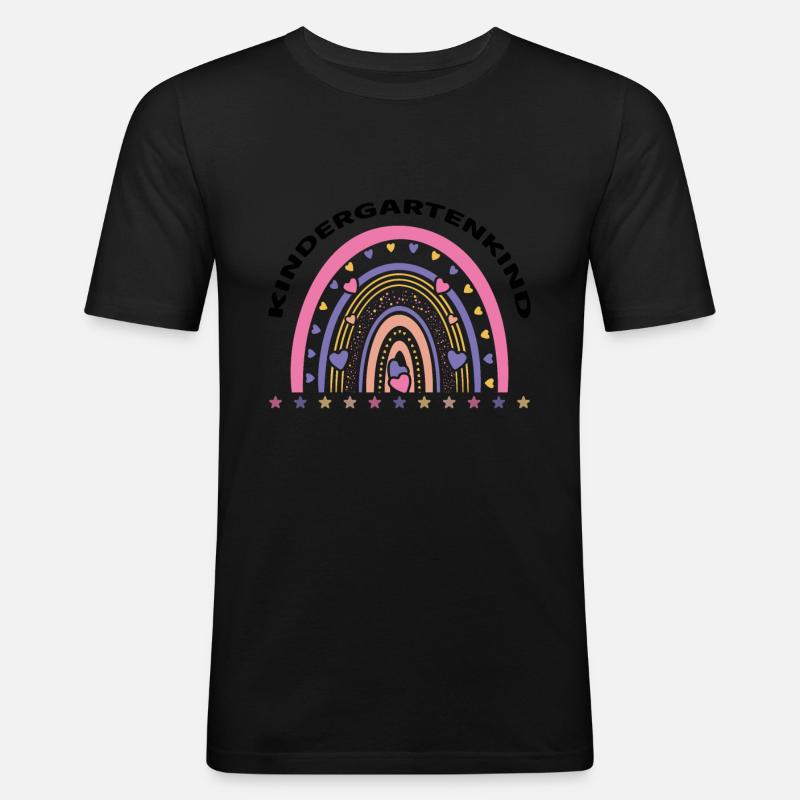 Einschulung Kindergartenkind Regenbogen - Männer Slim Fit T-Shirt - Schwarz