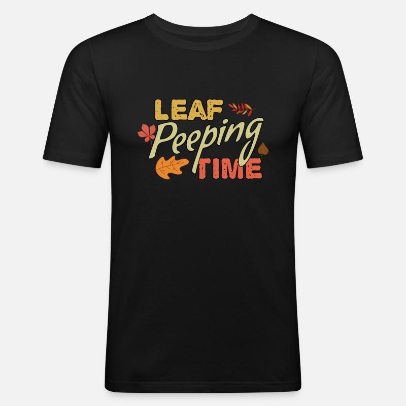 Blatt-Peeping Zeit Laub Blatt-Peeping - Männer Slim Fit T-Shirt - Schwarz