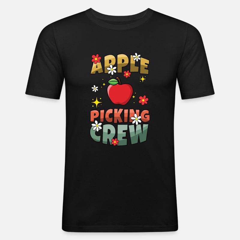 Apfelpflückmannschaft Apfelpflücker Apfelsaison Retro - Männer Slim Fit T-Shirt - Schwarz
