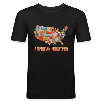Monstres américains Monstres cryptides Créatures mythiques - T-shirt près du corps Homme - noir - Devant - Nik (191cm)