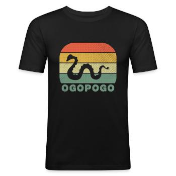 Ogopogo Rétro Lac Monstre Cryptide - T-shirt près du corps Homme - noir - Devant - Nik (191cm)
