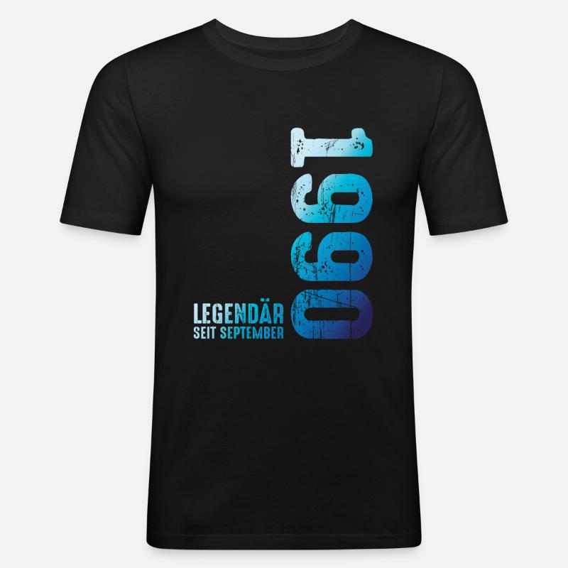 Legendär Seit September 1990 - Männer Slim Fit T-Shirt - Schwarz