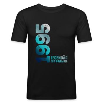 Edition Limitée Novembre 1995 Légendaire Depuis - T-shirt près du corps Homme - noir - Devant - Nik (191cm)