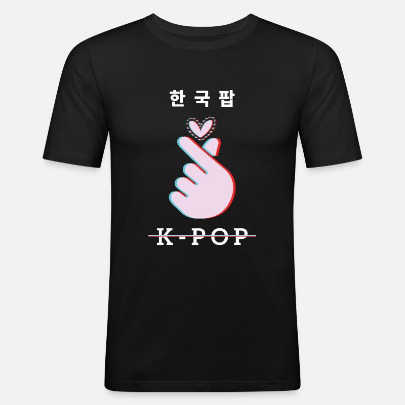 K-Pop Liebe Zeichen Hand Geste - Männer Slim Fit T-Shirt - Schwarz