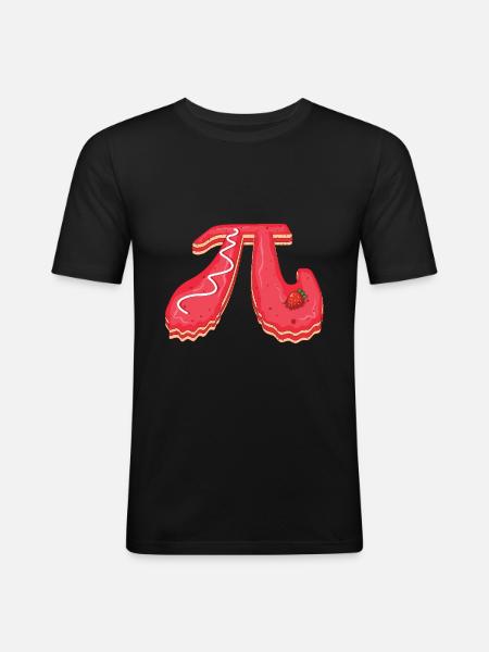 Süßes Pi-Day-Motiv mit Erdbeerkuchen - Männer Slim Fit T-Shirt - Schwarz