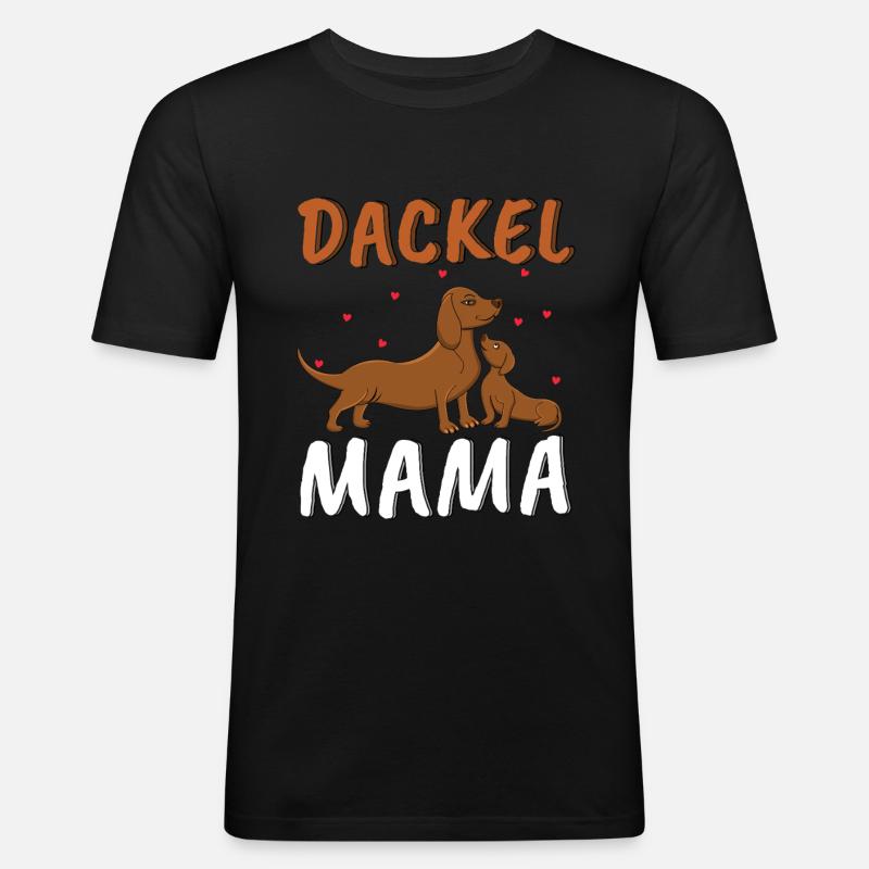 Aimant Teckel Maman Illustration - T-shirt près du corps Homme - noir