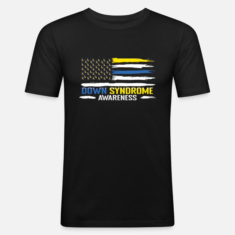 Down Syndrom Bewusstsein Flagge Design - Männer Slim Fit T-Shirt - Schwarz
