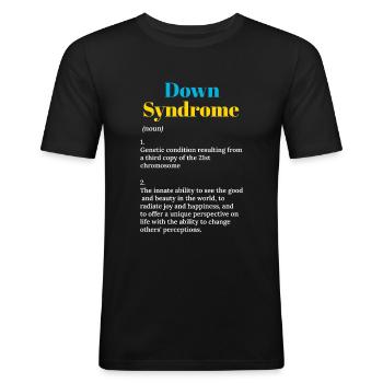 Syndrome de Down : maladie génétique - T-shirt près du corps Homme - noir - Devant - Nik (191cm)