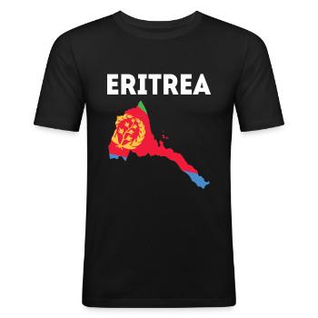 Eritrea Karte Mit Flagge Und Wappen - Männer Slim Fit T-Shirt - Schwarz - Vorne - Nik (191cm)