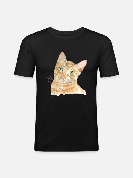 red cat - Men's Slim Fit T-Shirt - black