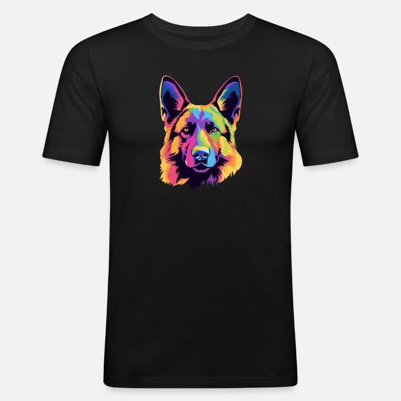Schäferhund - Männer Slim Fit T-Shirt - Schwarz