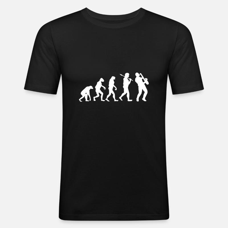 Evolution Saxofon Geschenk Musik Saxophon - Männer Slim Fit T-Shirt - Schwarz
