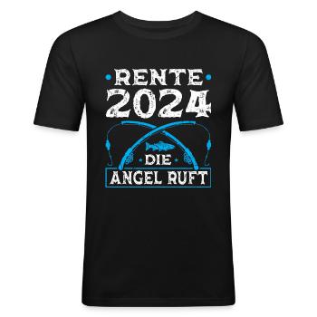 Angler Renteneintritt 2024 Rentner - Männer Slim Fit T-Shirt - Schwarz - Vorne - Nik (191cm)