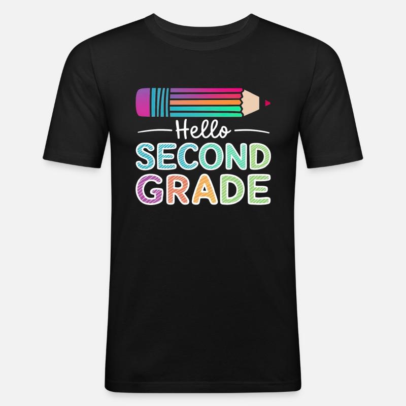 Hello Second Grade - Men's Slim Fit T-Shirt - black