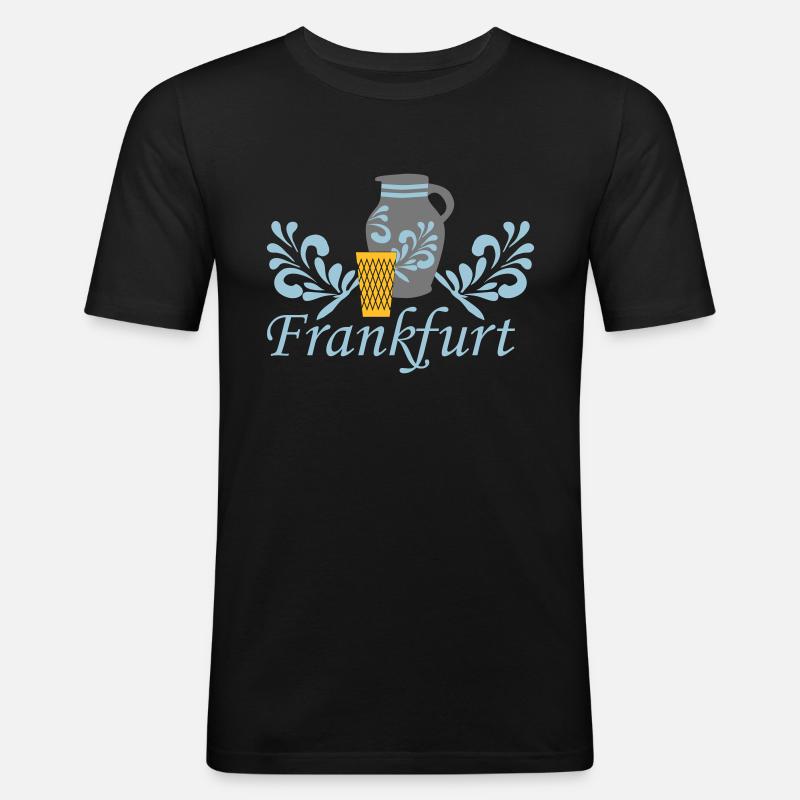 Frankfurt Bembel Geripptes - Männer Slim Fit T-Shirt - Schwarz