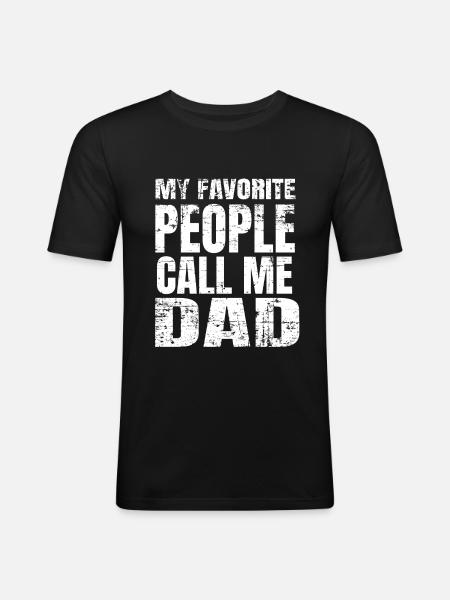 Papa - Männer Slim Fit T-Shirt - Schwarz