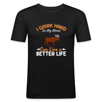 Elch - Männer Slim Fit T-Shirt - Schwarz - Vorne - Nik (191cm)
