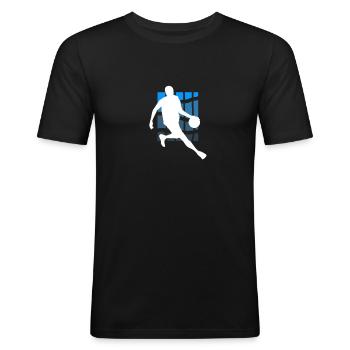 Basketball - Männer Slim Fit T-Shirt - Schwarz - Vorne - Nik (191cm)