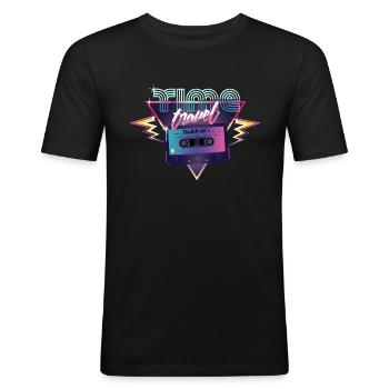 Time travel tape - T-shirt près du corps Homme - noir - Devant - Nik (191cm)