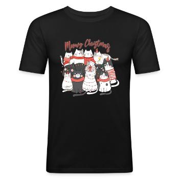 Meow Christmas cats collage - Men's Slim Fit T-Shirt - black - Front - Nik (191cm)