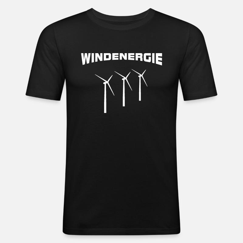 Windenergie Windräder - Männer Slim Fit T-Shirt - Schwarz