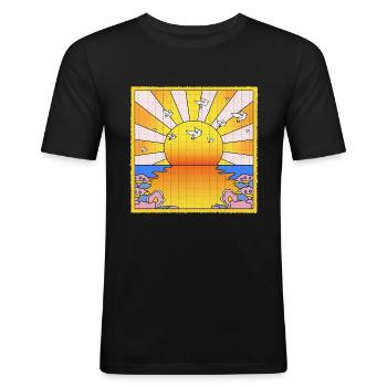 California Orange Sunshine LSD Blotter Sheet - Men's Slim Fit T-Shirt - black - Front - Nik (191cm)