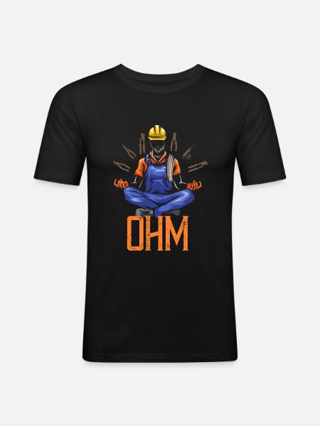 Ohm Meditating Electrician Construction - Men's Slim Fit T-Shirt - black
