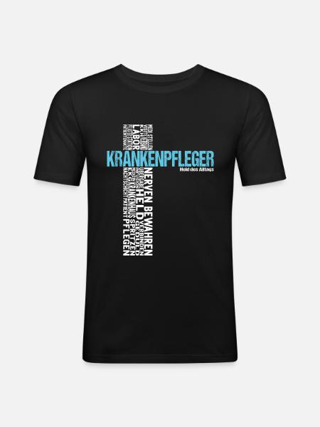 Krankenpfleger Krankenhaus Pfleger Geschenkidee - Männer Slim Fit T-Shirt - Schwarz