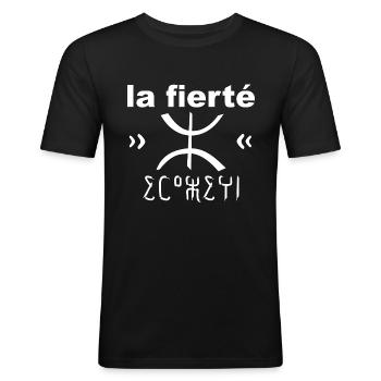 Amazigh T-shirt Personnalisé - T-shirt près du corps Homme - noir - Devant - Nik (191cm)
