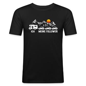 Camping Meine Follower Wohnmobil Camper - Männer Slim Fit T-Shirt - Schwarz - Vorne - Nik (191cm)