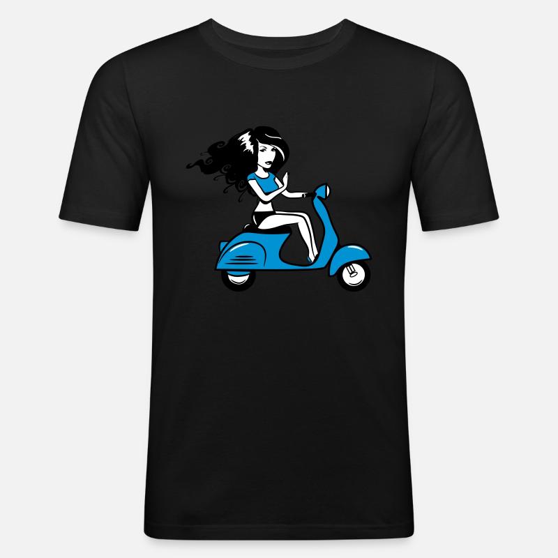 motorroller mädchen sexy - Männer Slim Fit T-Shirt - Schwarz