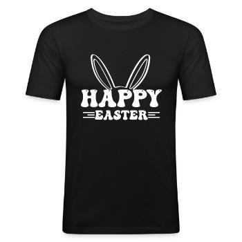 Happy Easter - Easter Bunny Rabbit Ears - Men's Slim Fit T-Shirt - black - Front - Nik (191cm)
