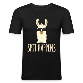 Llama Lama Spit Happens Funny Alpaca - Men's Slim Fit T-Shirt - black - Front - Nik (191cm)