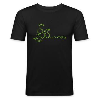 Cannabis THC Molecule Hanf Weed Formel Geschenk - Männer Slim Fit T-Shirt - Schwarz - Vorne - Nik (191cm)