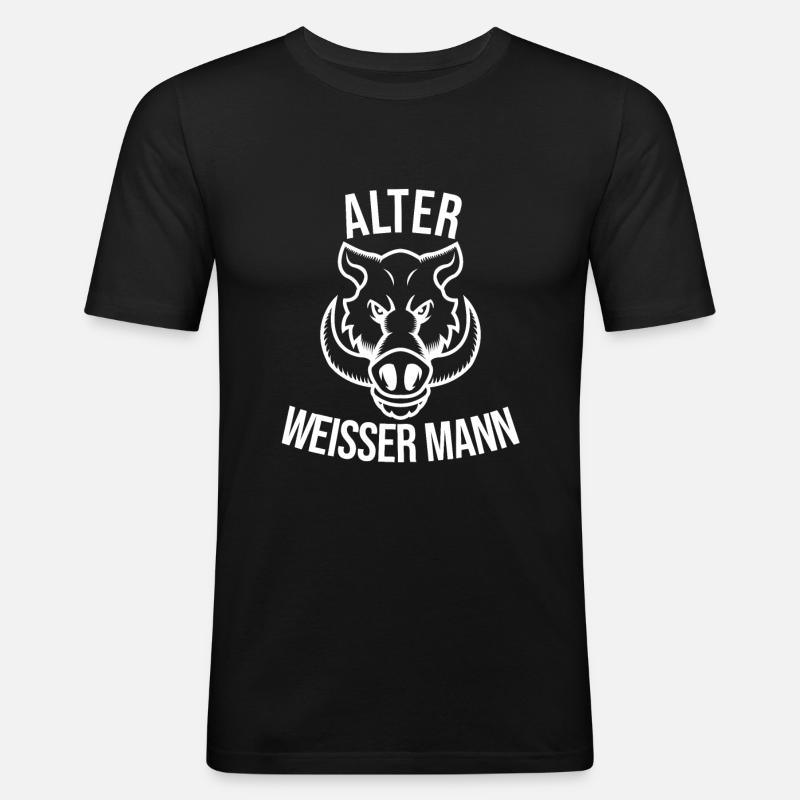 Alter weisser Mann - Männer Slim Fit T-Shirt - Schwarz
