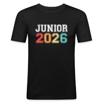 Junior 2026 Graduation Rétro Vintage - T-shirt près du corps Homme - noir - Devant - Nik (191cm)