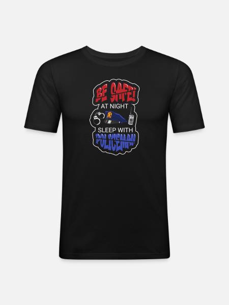 Policeman Present Police Law Enforcement Officer - Men's Slim Fit T-Shirt - black