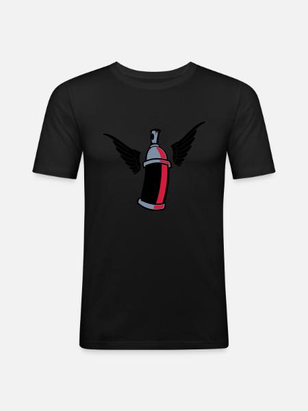 flying_graffiti_can_3c - T-shirt près du corps Homme - noir